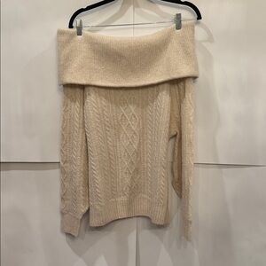 H&M Off-Shoulder Cream/Beige Sweater